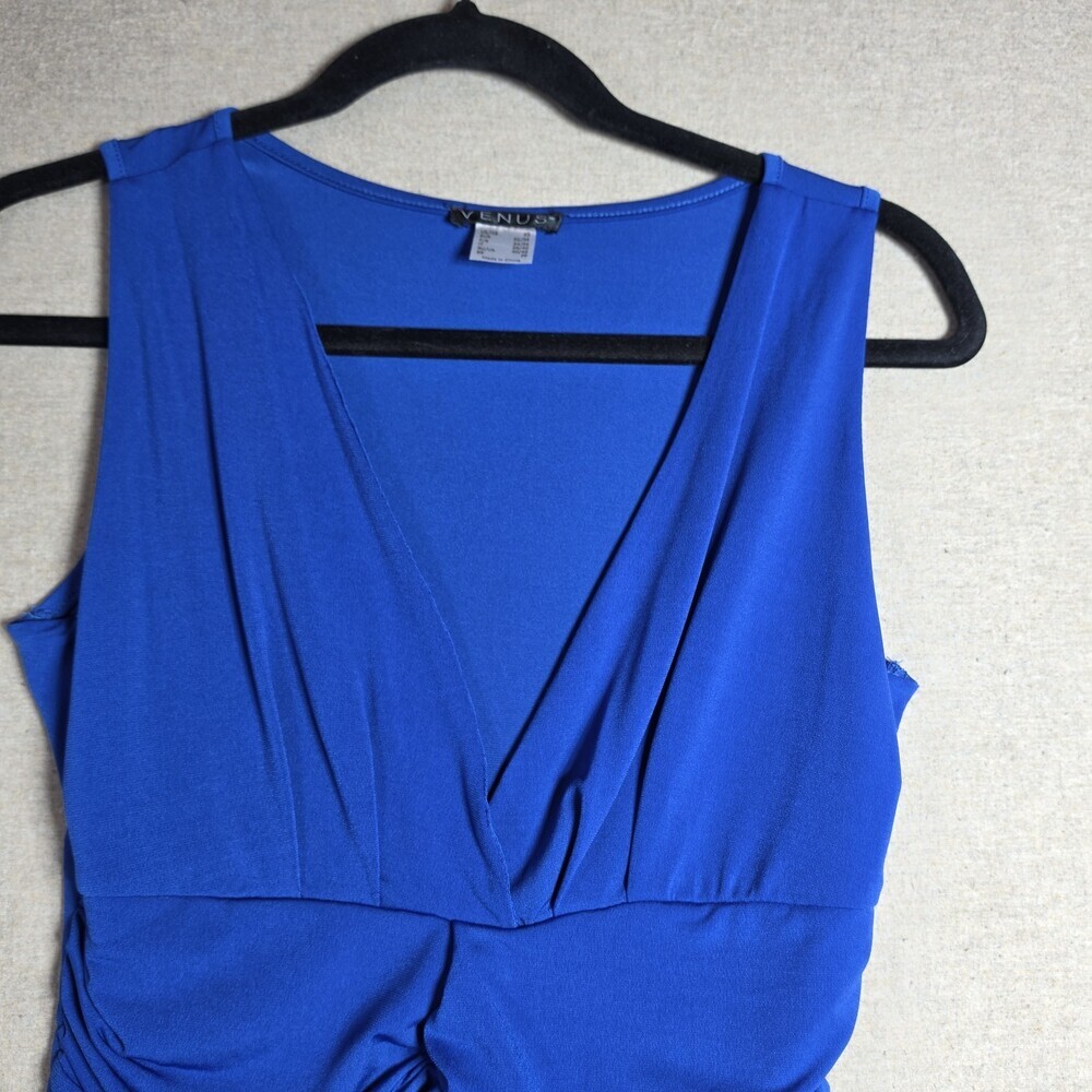 Venus Blue Draped Tunic Top Sleeveless Ruched Front Blouse Womens XS - Picture 6 of 8